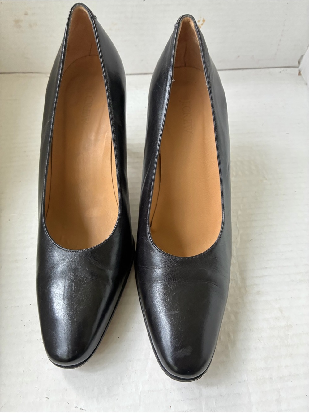 J. Crew Women's Classic  Black Leather  Narrow Pump 7.5 Made In Italy